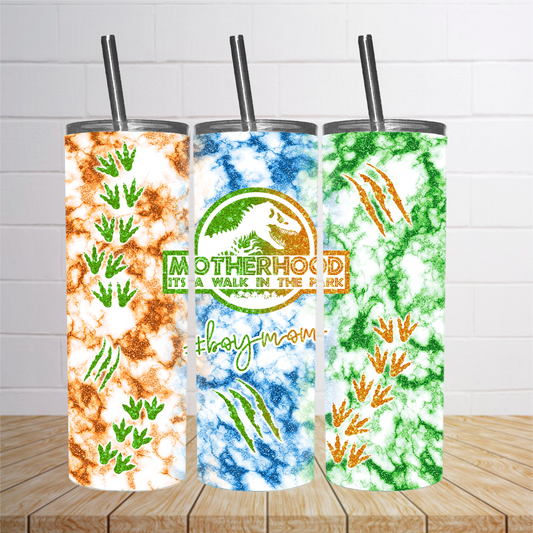 Motherhood Blue Orange Green Boy Mom Tumbler