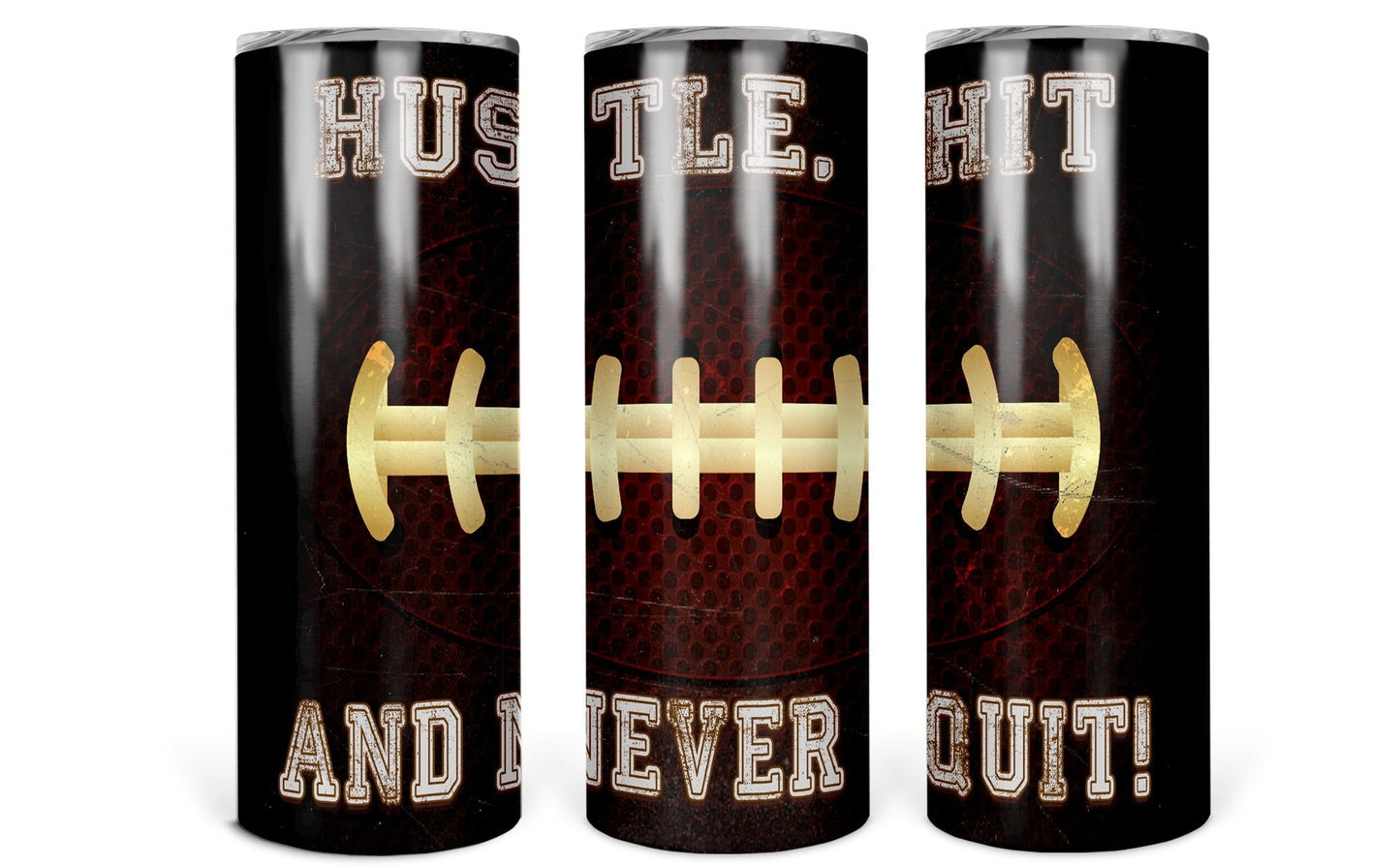 Hustle hit and never quit football Tumbler