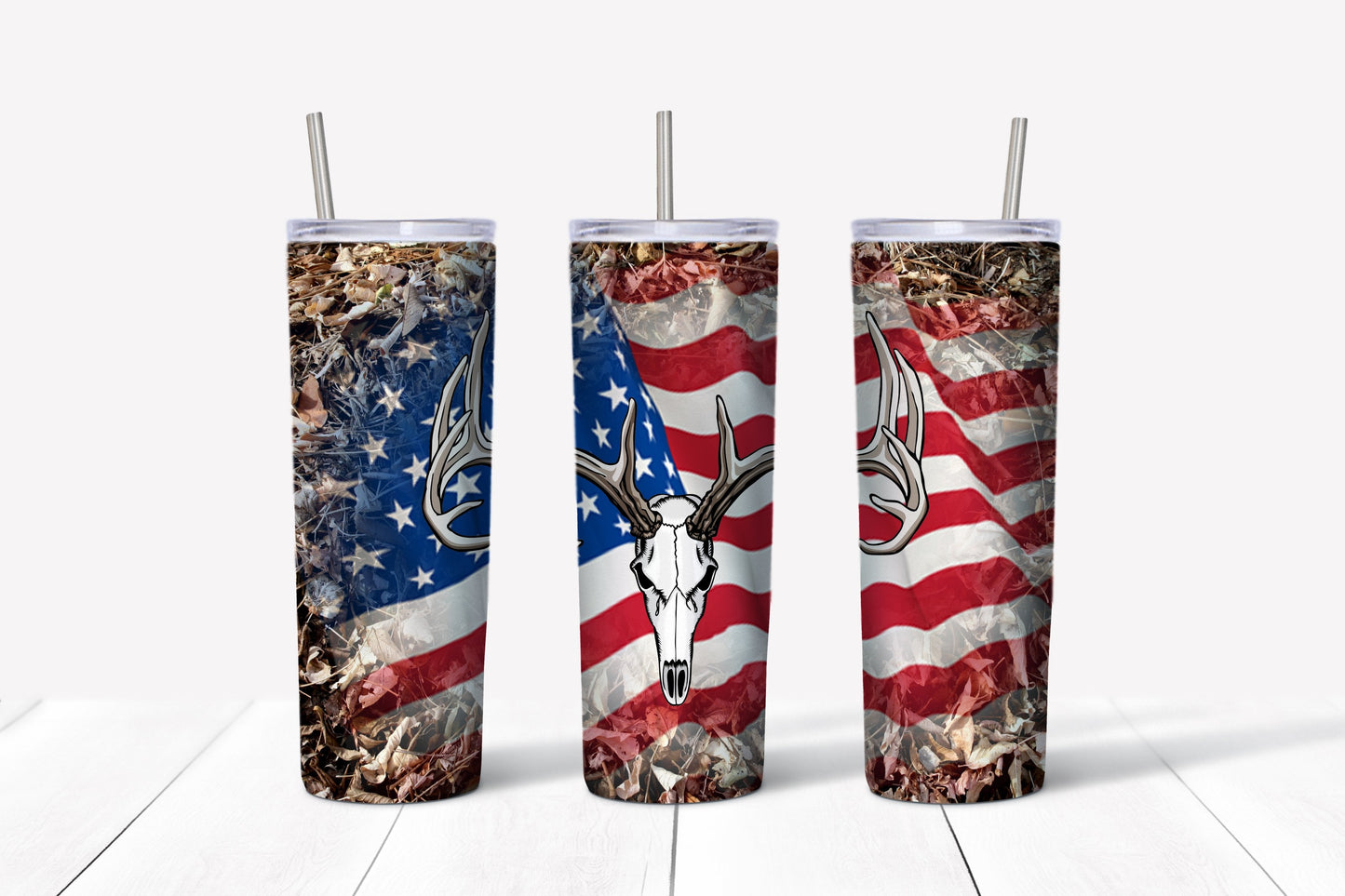 American Camo Skull Tumbler