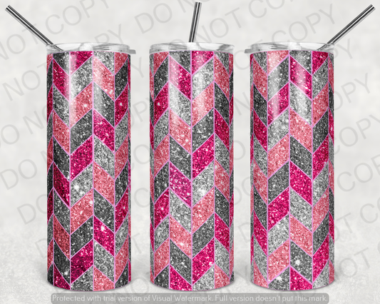 Bubblegum Pink Glitter Tangram Tumbler