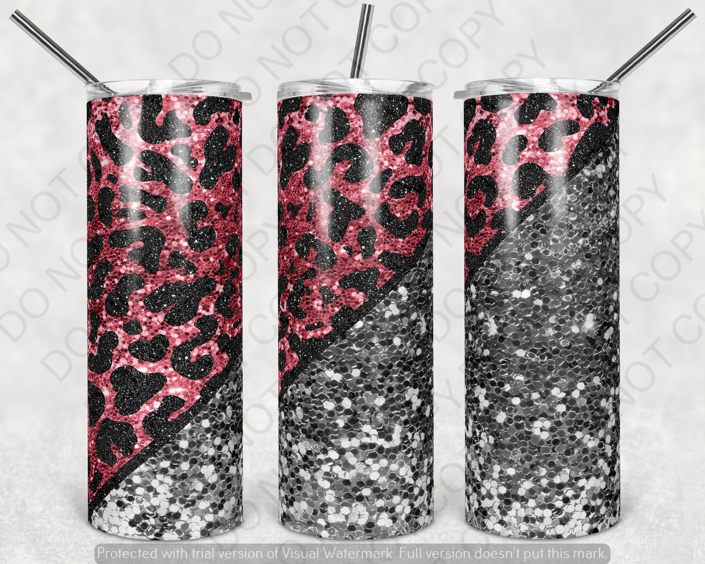 Leopard and Pink Glitter Tumbler