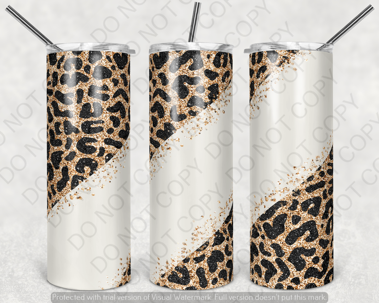 Cream & Glitter Leopard  Tumbler