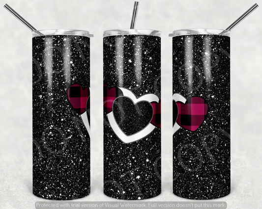 Glitter and plaid hearts Tumbler