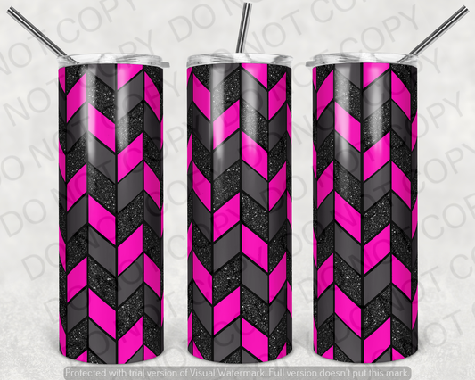 Hot Pink & Black Tangram Tumbler