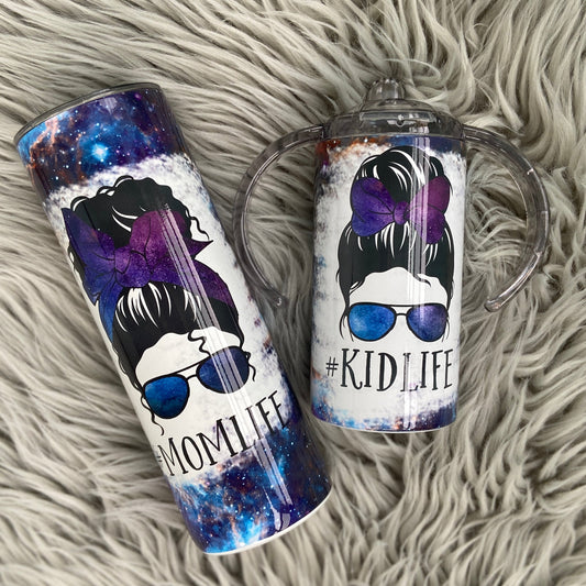 Mommy and me Galaxy mom life kid life GIRL Tumbler Set