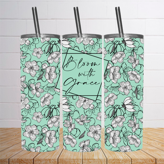 Bloom With Grace Green Tumbler