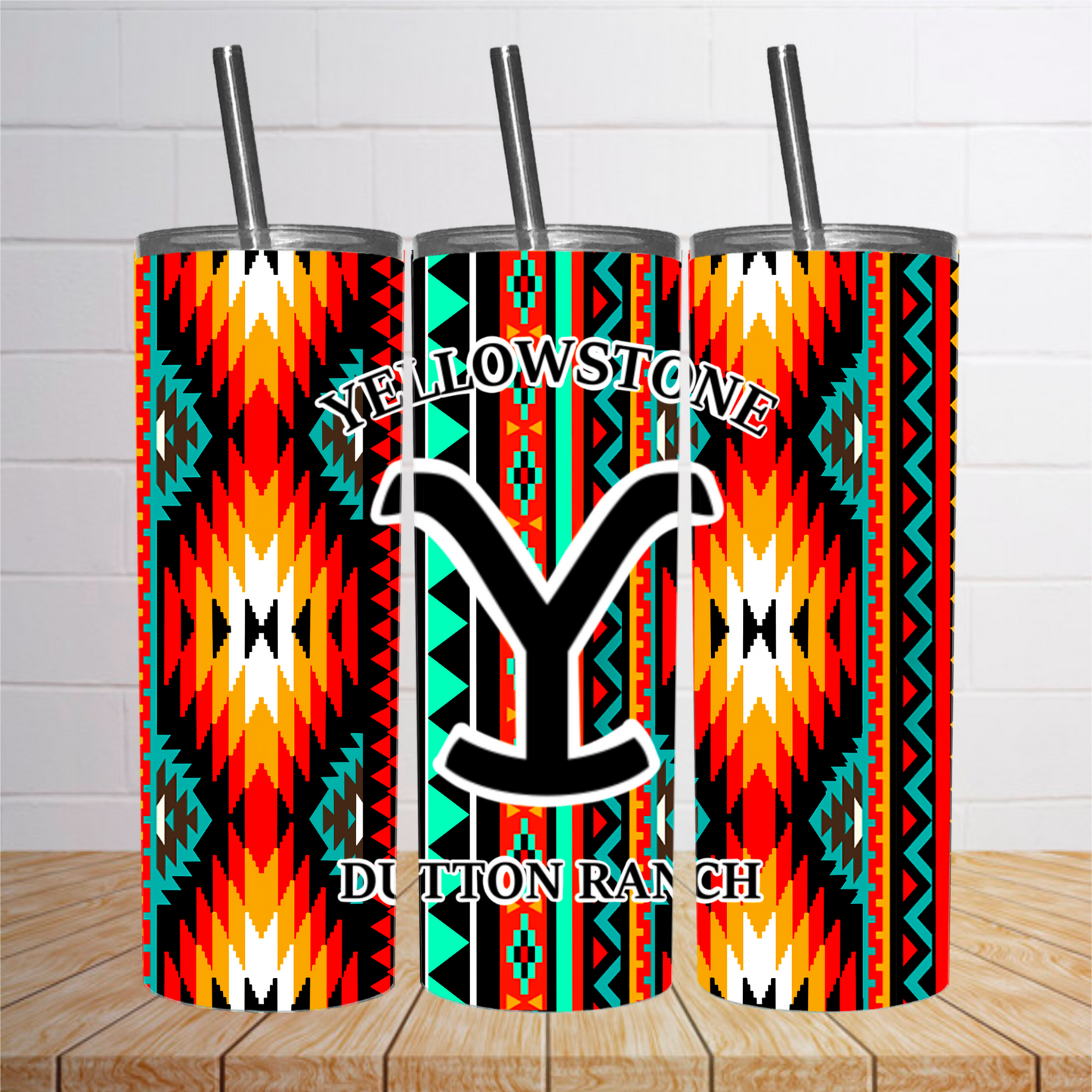 Y Dutton Ranch Black Aztec Tumbler