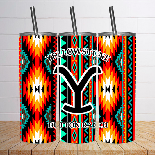 Y Dutton Ranch Black Aztec Tumbler