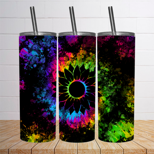 Colorful Black Sunflower Tumbler