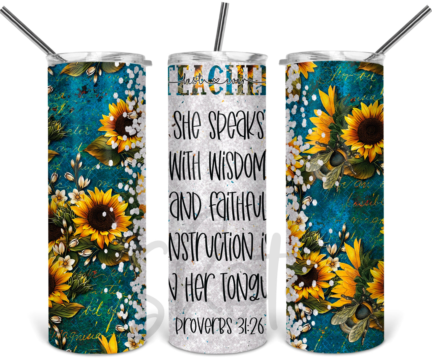 Teacher Best Ever Sunflower Tumbler