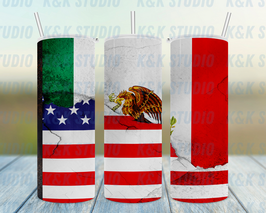 Mexico-American Flag Tumbler