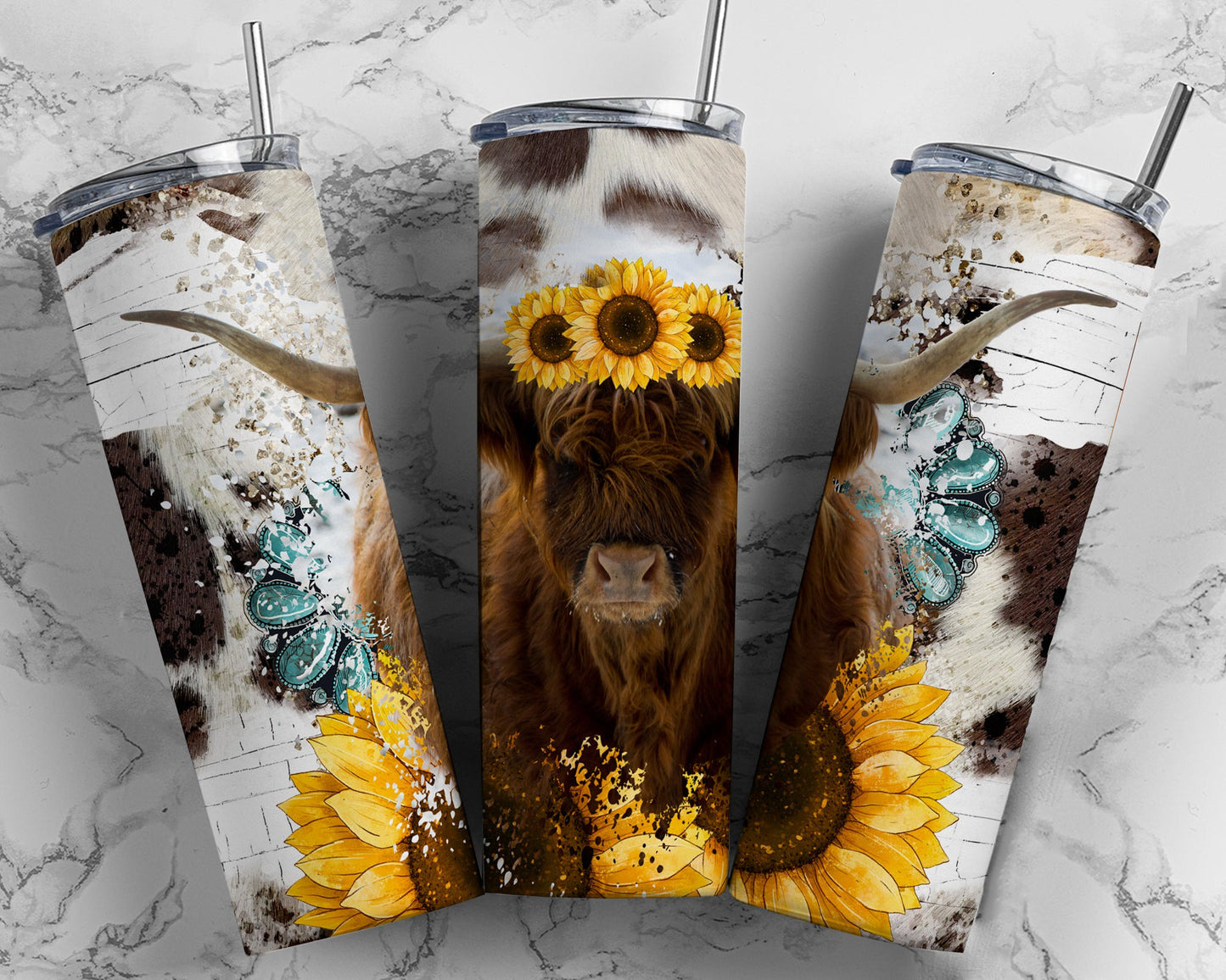 Sunflower Cow Tumbler