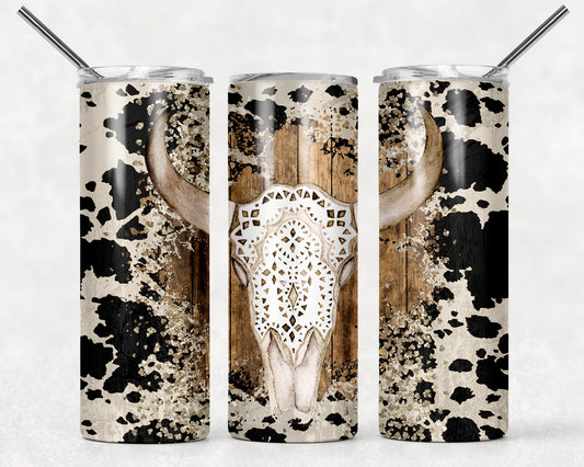 Western Bull Skull Cow Tumbler