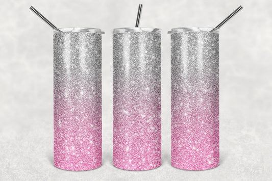 Pink grey glitter Tumbler