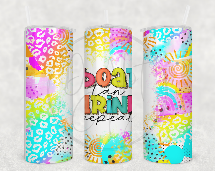 Boat Tan Drink Repeat Tumbler