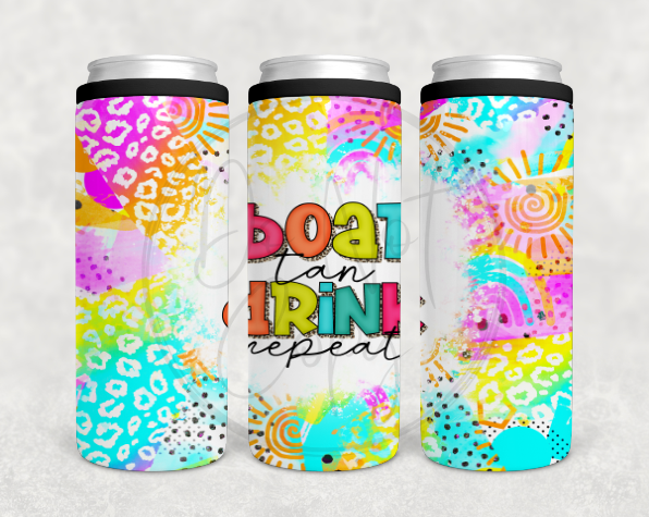 Boat Tan Drink Repeat Can Cooler Tumbler