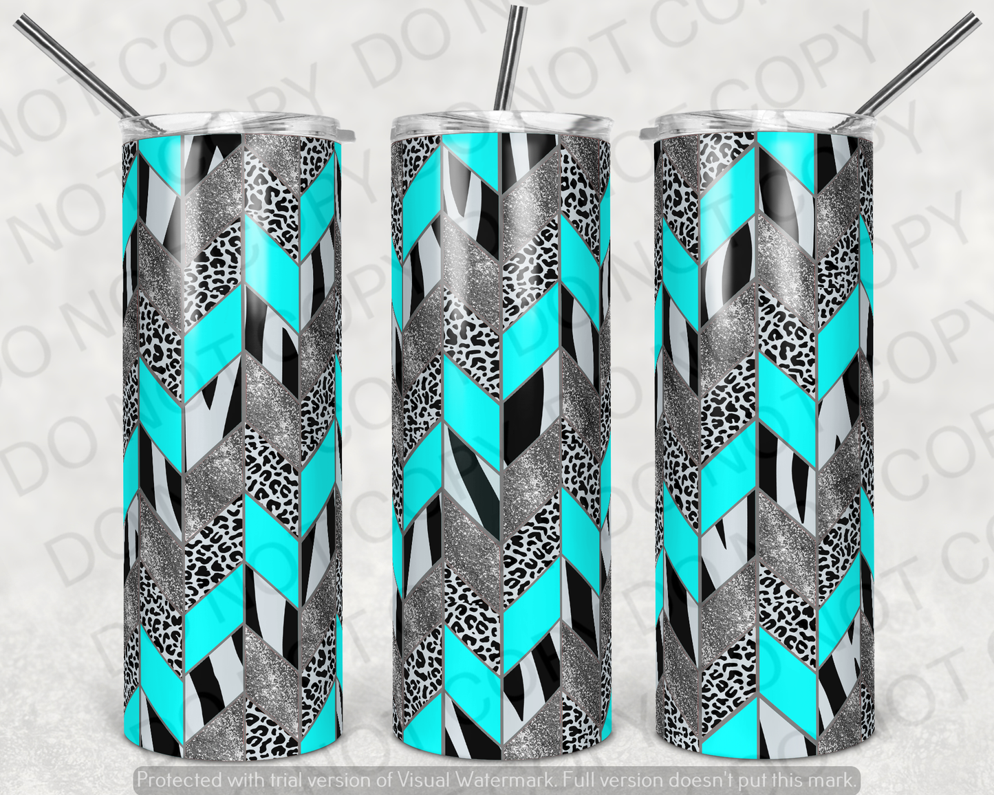 Teal & Leopard Tangram Tumbler