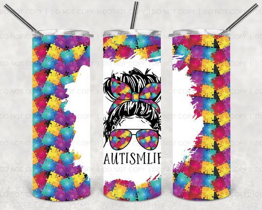 Autism Mom Bun Tumbler