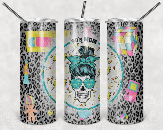 90’s Mom Skull Teal  Tumbler