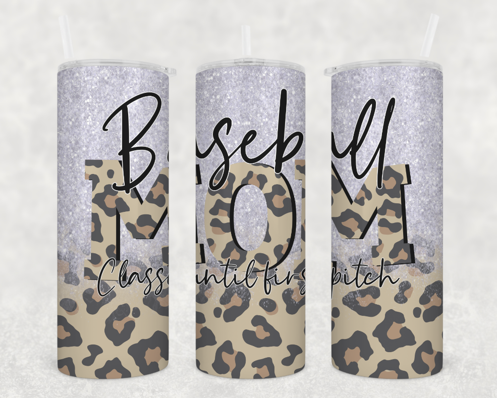 Baseball Mom Leopard Tumbler