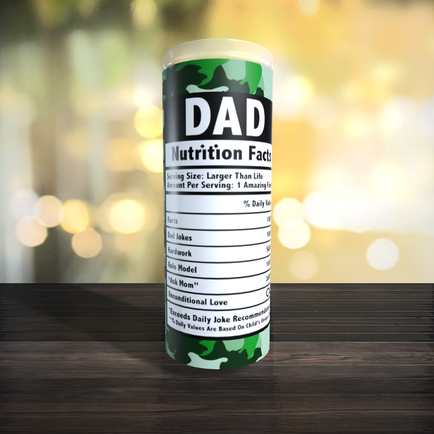 Dad Nutrition Facts Camo Tumbler