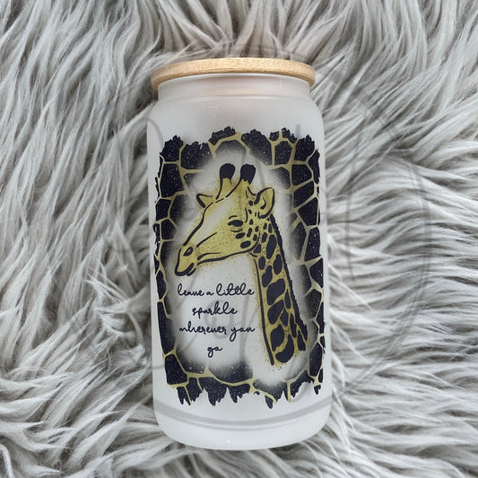 Leave a little sparkle wherever you go Giraffe Glass Can