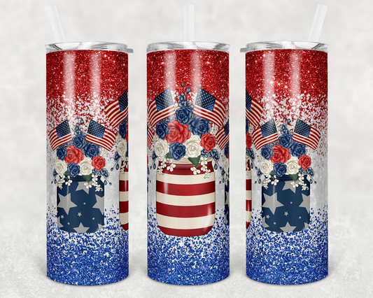 Red White & Blue Jars Flags Tumbler