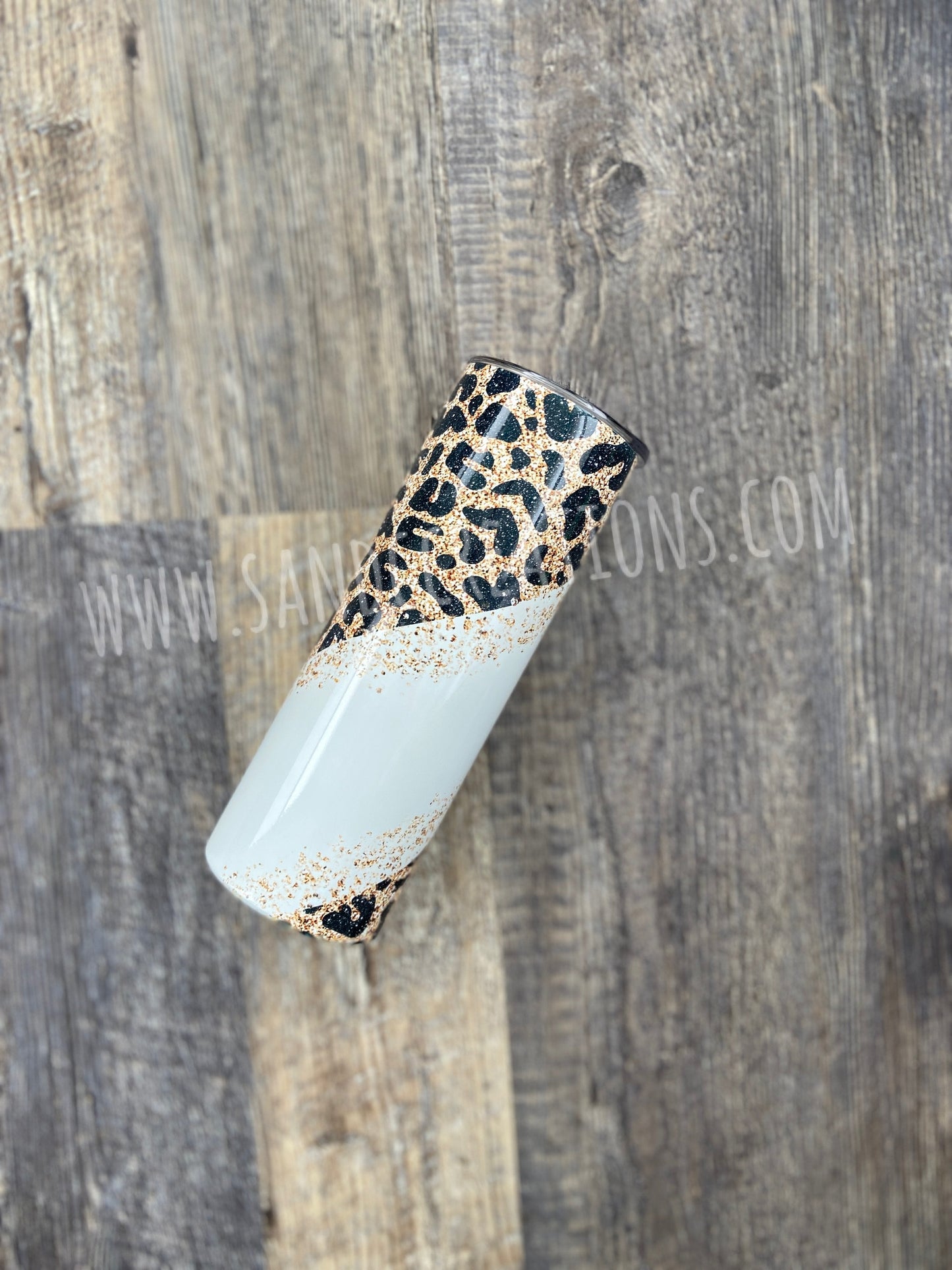 Cream & Glitter Leopard  Tumbler