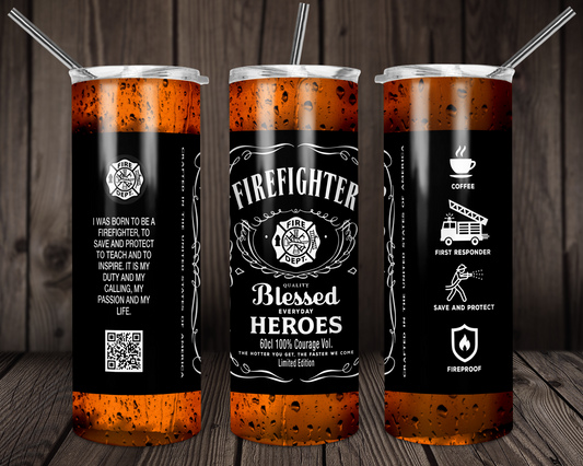 Firefighter Blessed Heroes  Tumbler