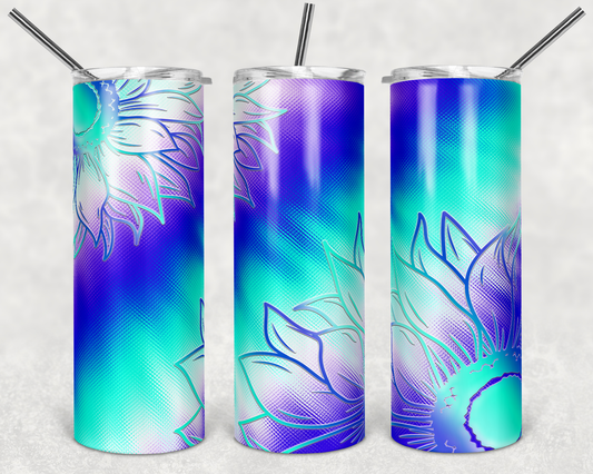 Tie dye sunflower blue purple Tumbler