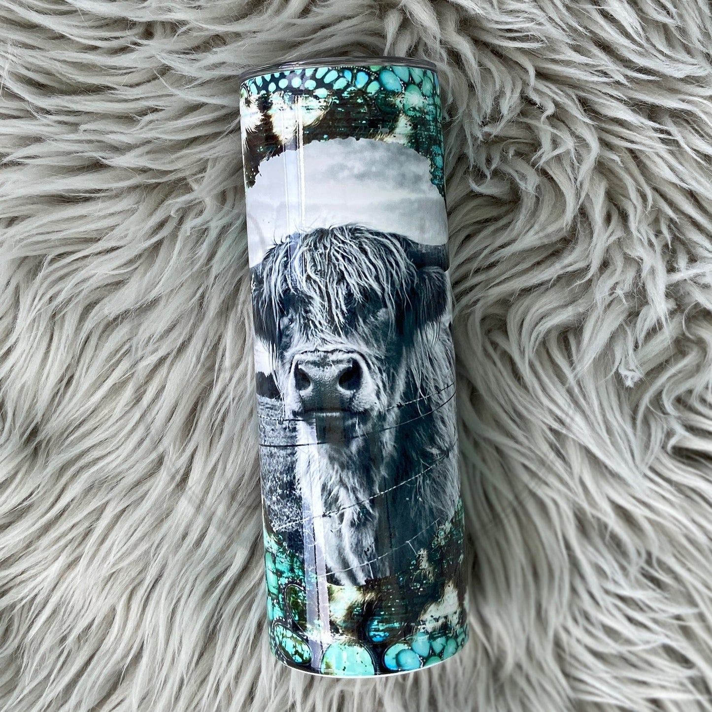 Cow face hide teal Tumbler