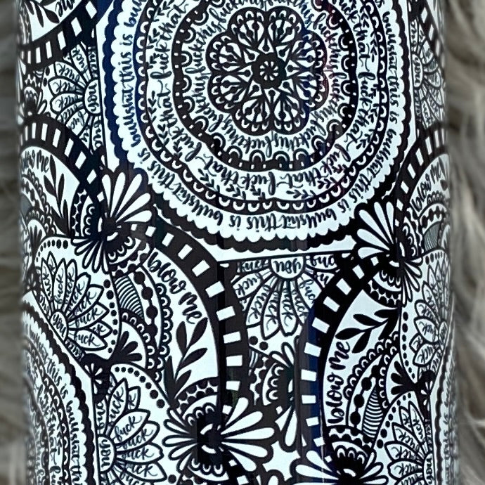 WHITE Cuss Mandala Tumbler