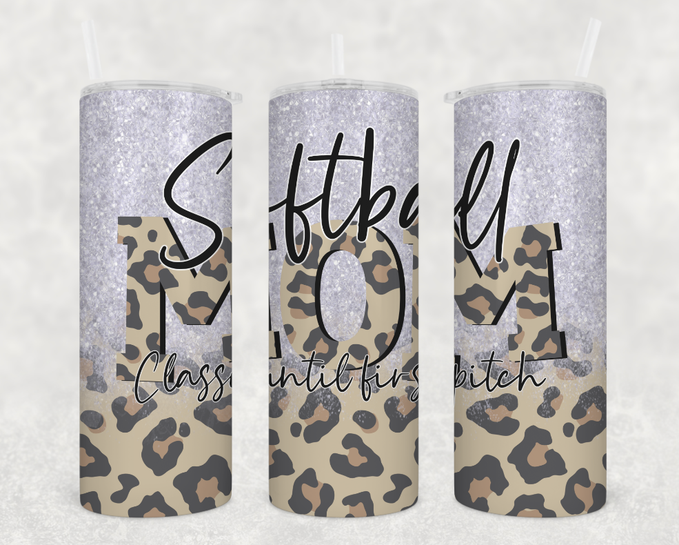 Softball Mom Leopard Tumbler