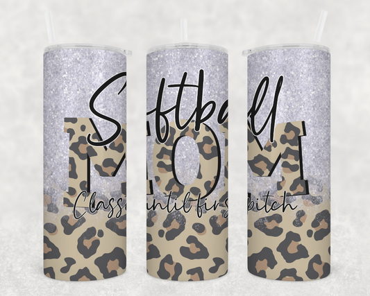 Softball Mom Leopard Tumbler