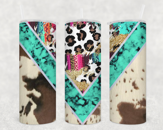 Turquoise Cowhide Serape Tumbler